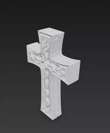 Ornamental Cross 3D Model - Stylized Decorative Sculpture 3D print model_5
