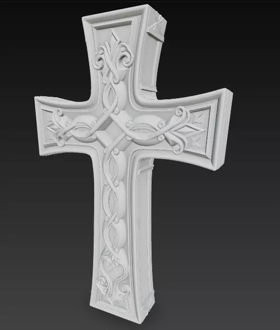 Ornamental Cross 3D Model - Stylized Decorative Sculpture 3D print model_9