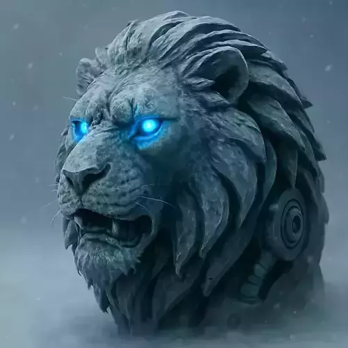 Majestic Lion Head 3D Model - Detailed Sculpture 3D print model