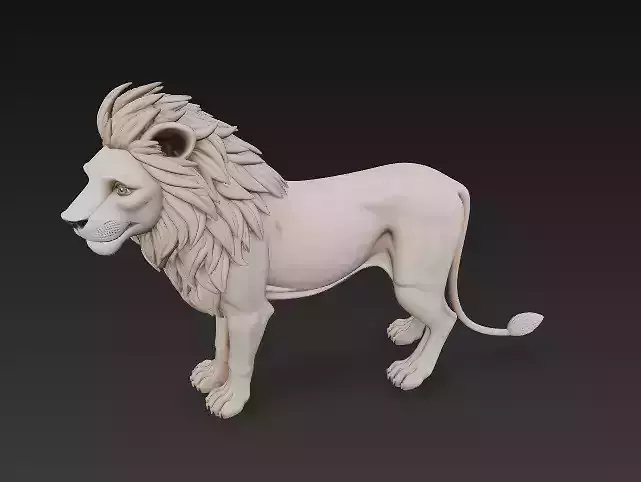 Lion 3D Model - Majestic Stylized Animal Sculpture 3D print model