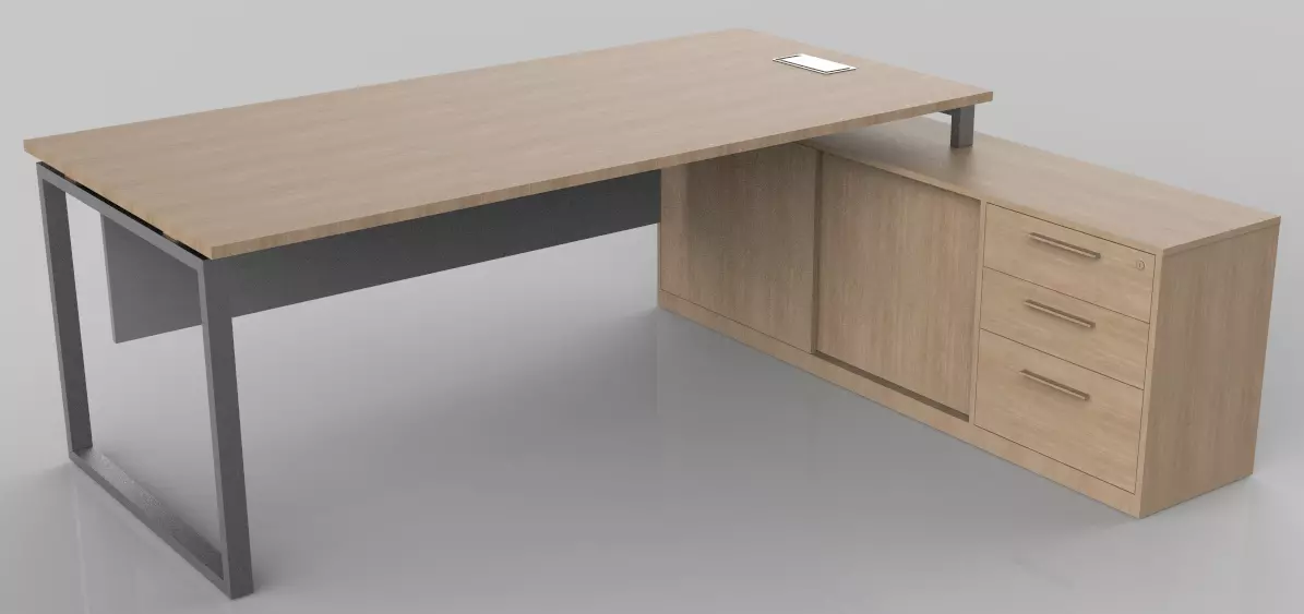 OFFICE DESK 200X90X75CM  Low-poly 3D model_0