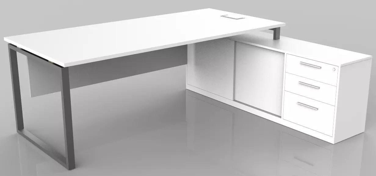 OFFICE DESK 200X90X75CM  Low-poly 3D model_5