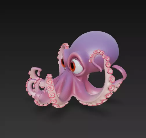 Stylized Cartoon Octopus 3D Model 3D print model