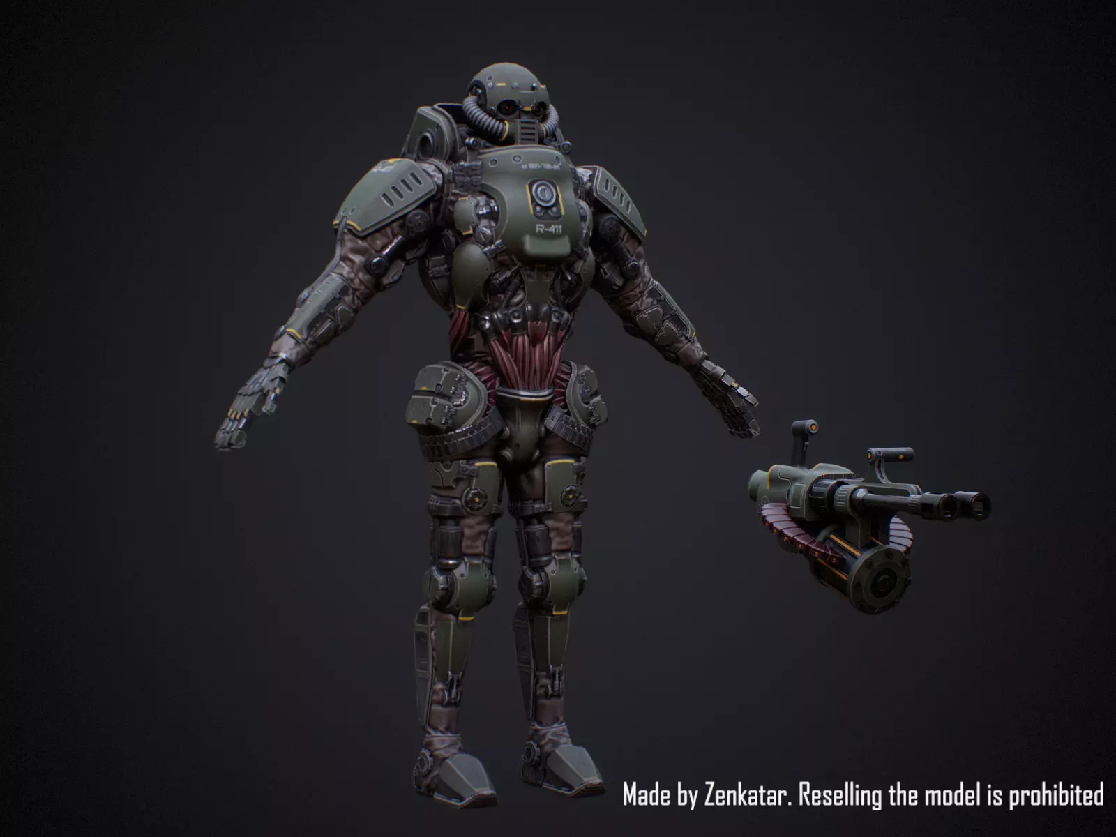Realistic Heavy Armored Military Robot Unreal Engine Unity Low-poly 3D model_15