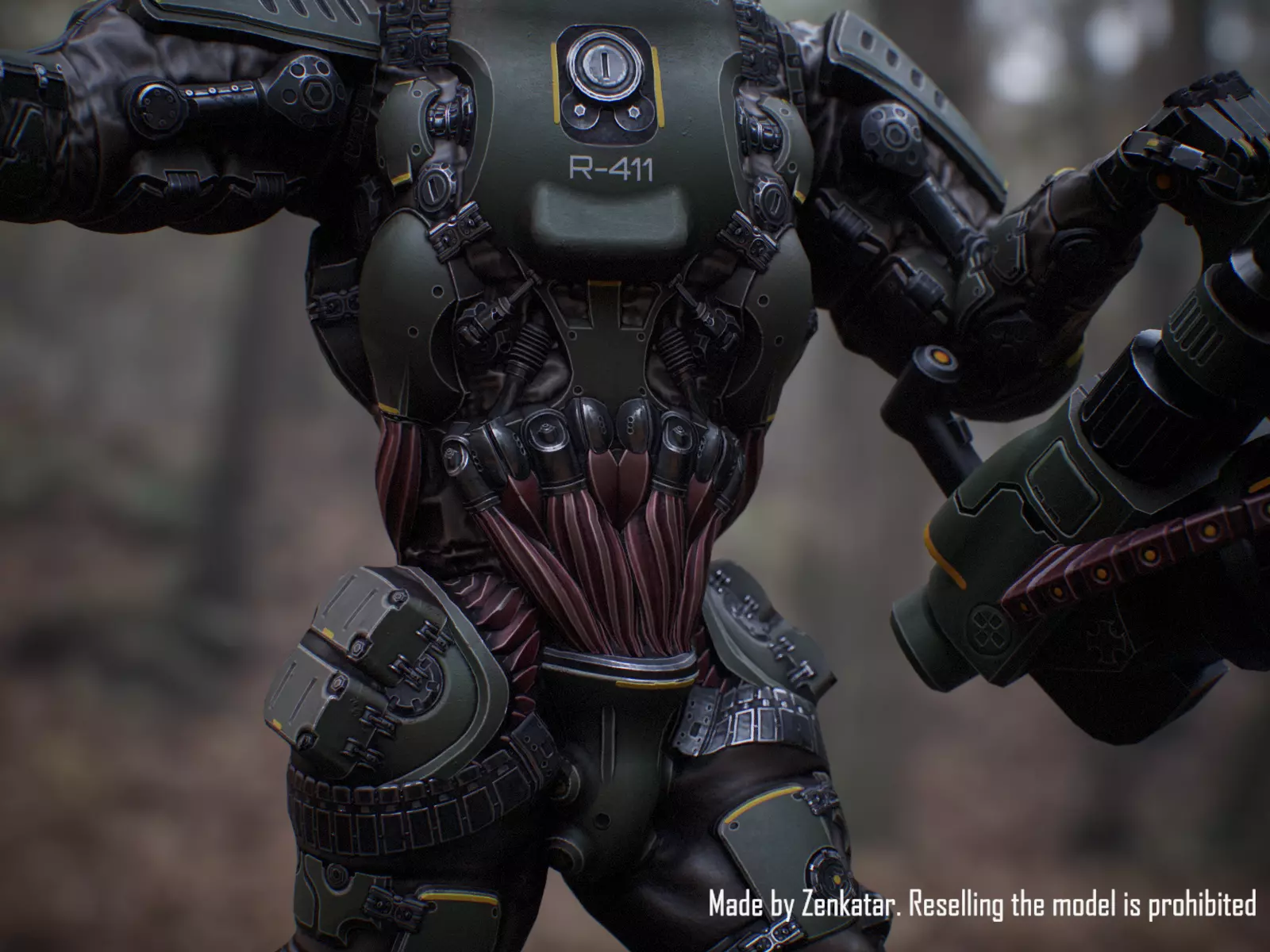 Realistic Heavy Armored Military Robot Unreal Engine Unity Low-poly 3D model_5