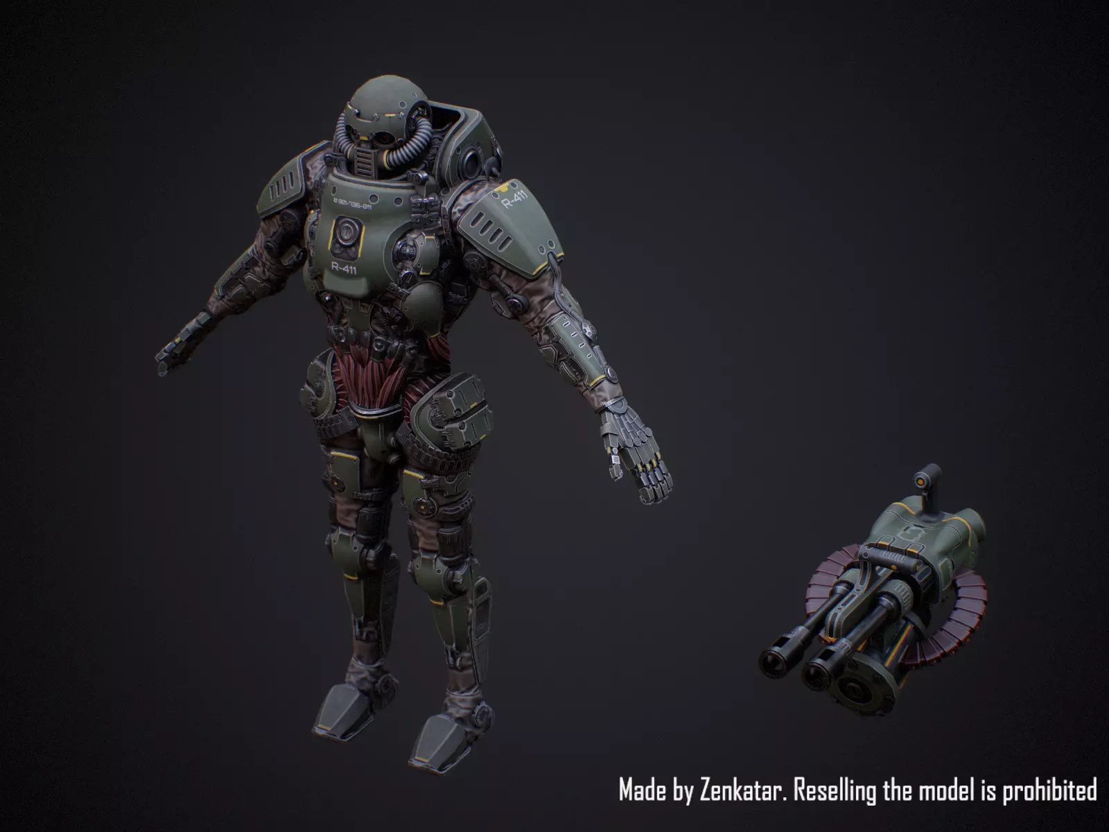 Realistic Heavy Armored Military Robot Unreal Engine Unity Low-poly 3D model_18