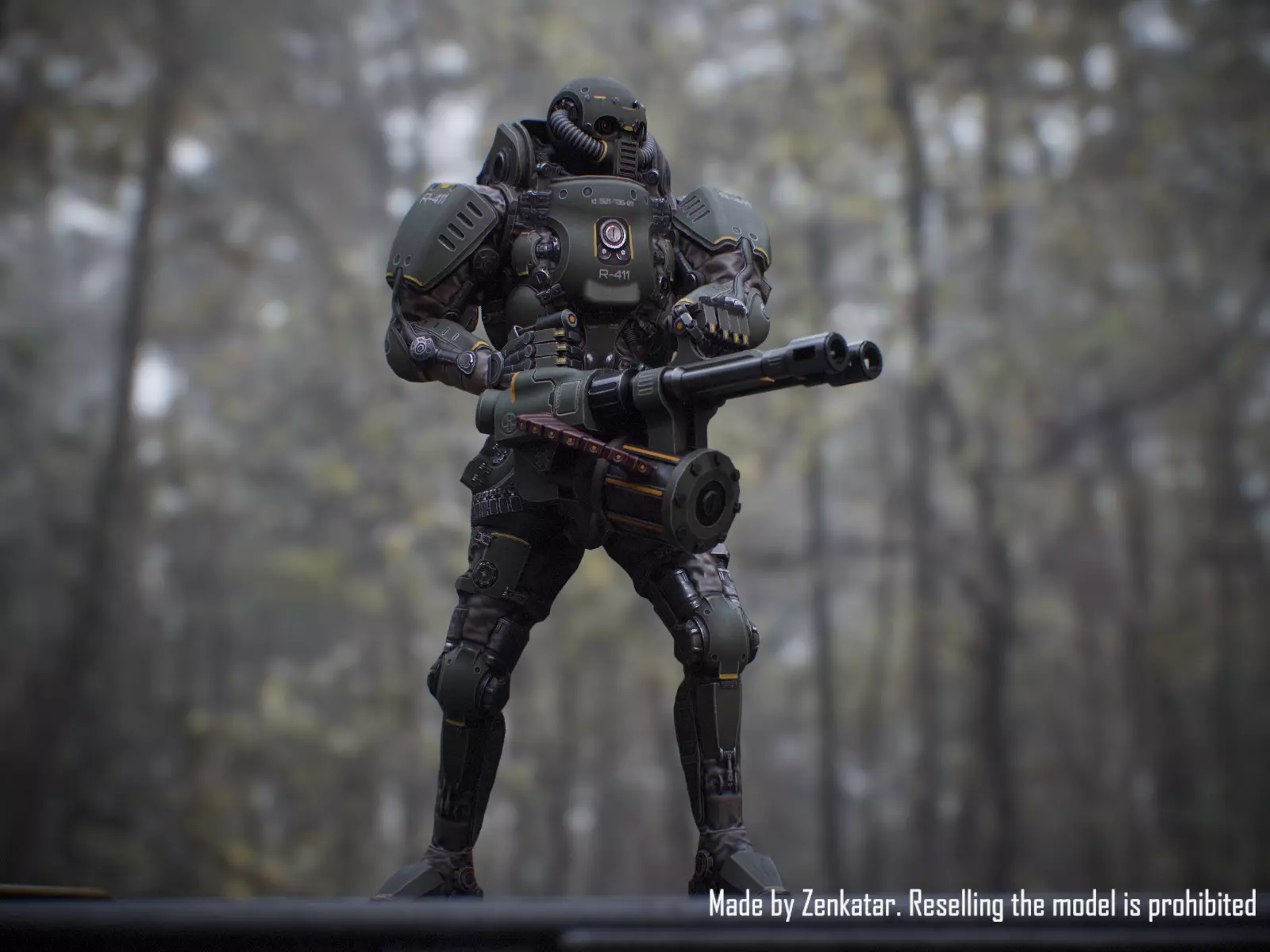 Realistic Heavy Armored Military Robot Unreal Engine Unity Low-poly 3D model_2