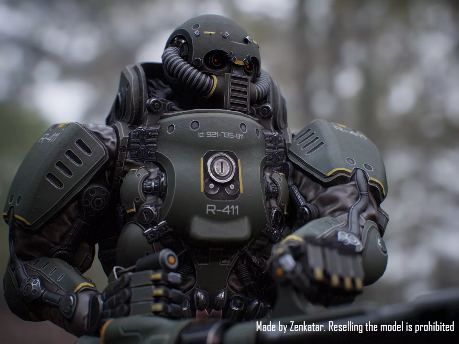 Realistic Heavy Armored Military Robot Unreal Engine Unity Low-poly 3D model_4