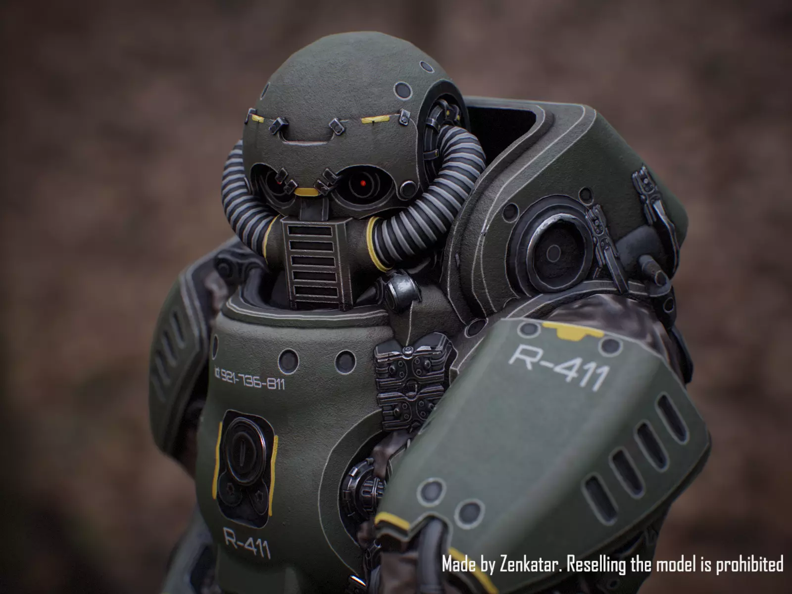 Realistic Heavy Armored Military Robot Unreal Engine Unity Low-poly 3D model_6