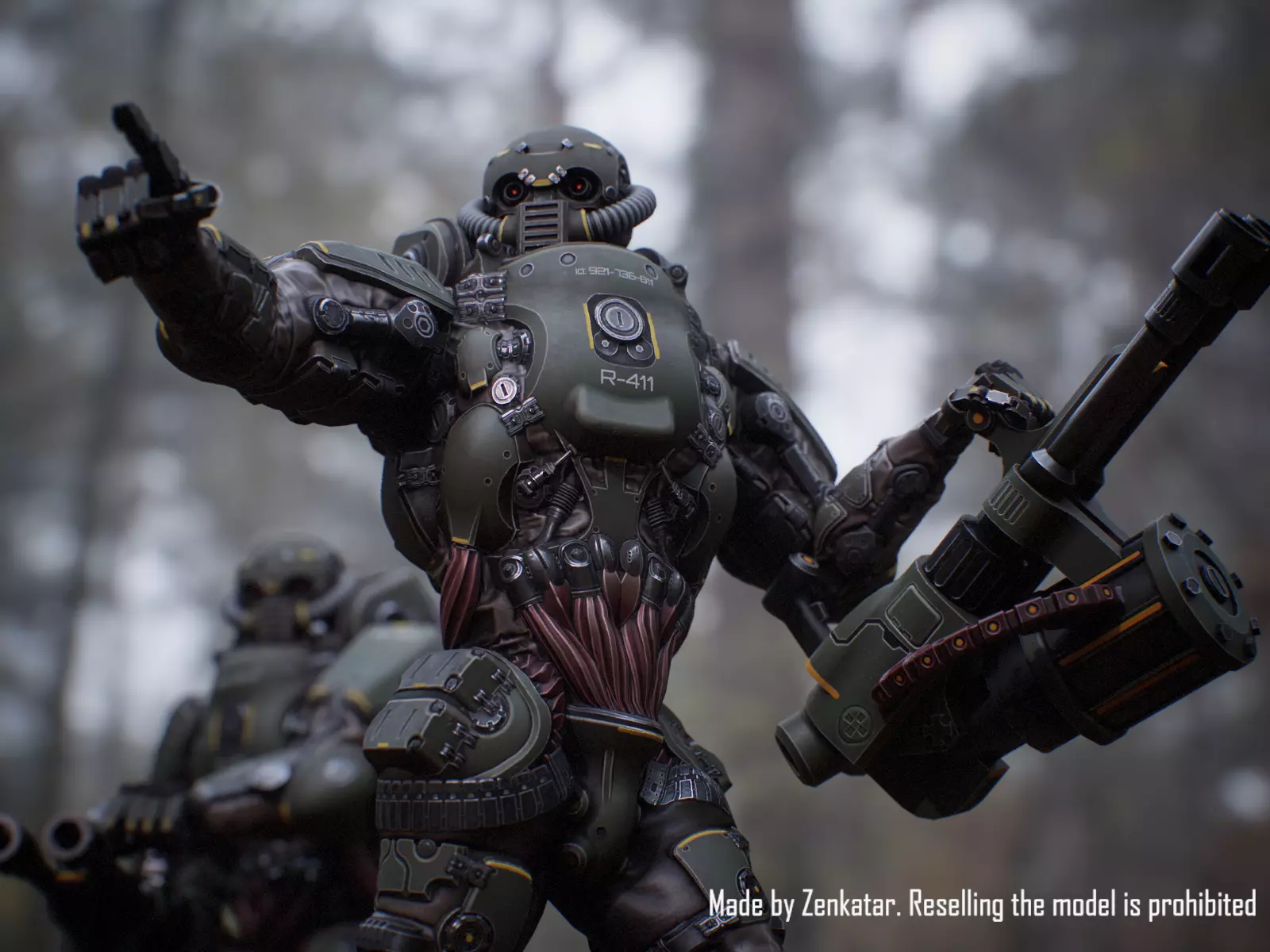 Realistic Heavy Armored Military Robot Unreal Engine Unity Low-poly 3D model_0