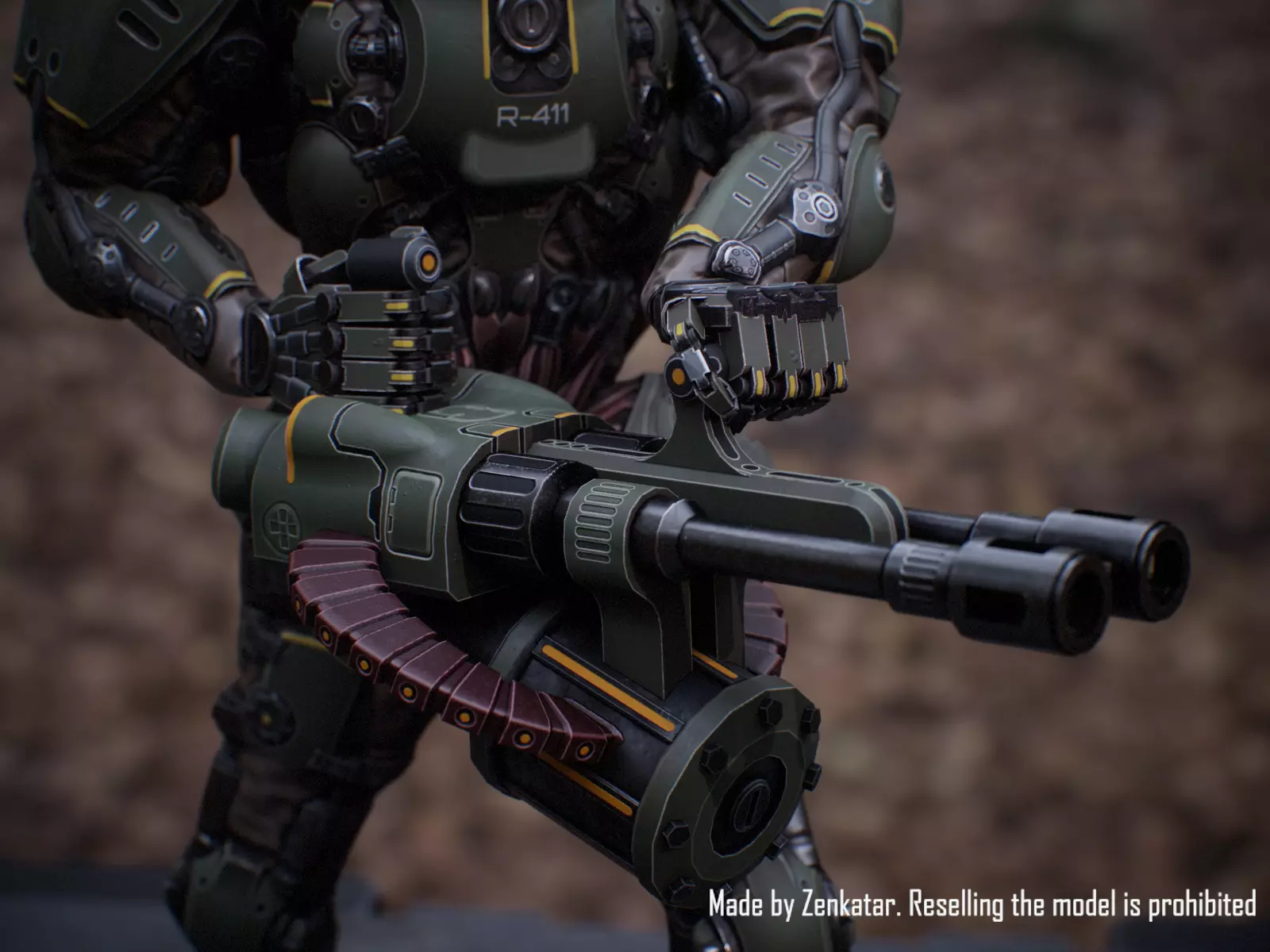 Realistic Heavy Armored Military Robot Unreal Engine Unity Low-poly 3D model_9