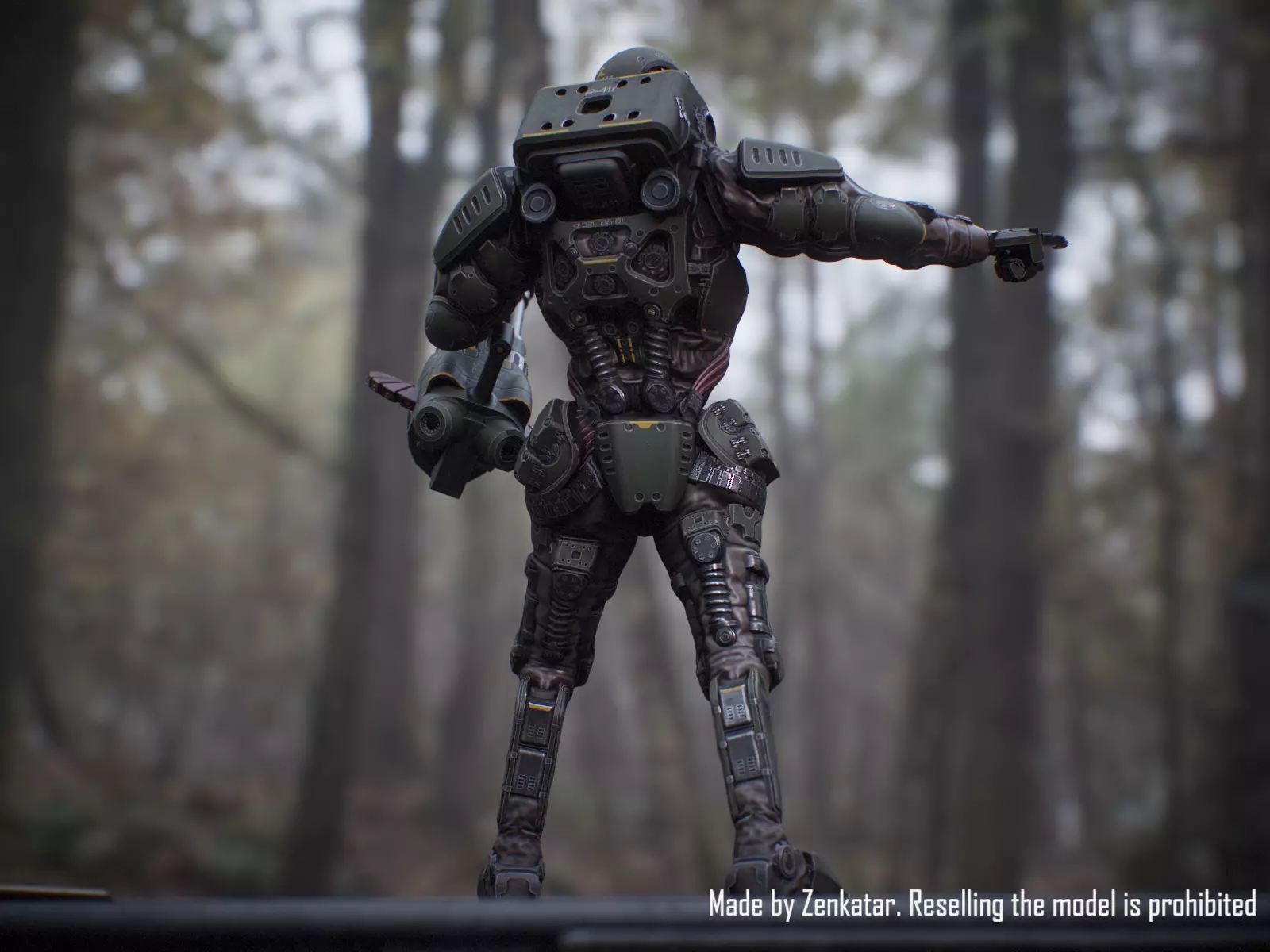 Realistic Heavy Armored Military Robot Unreal Engine Unity Low-poly 3D model_8