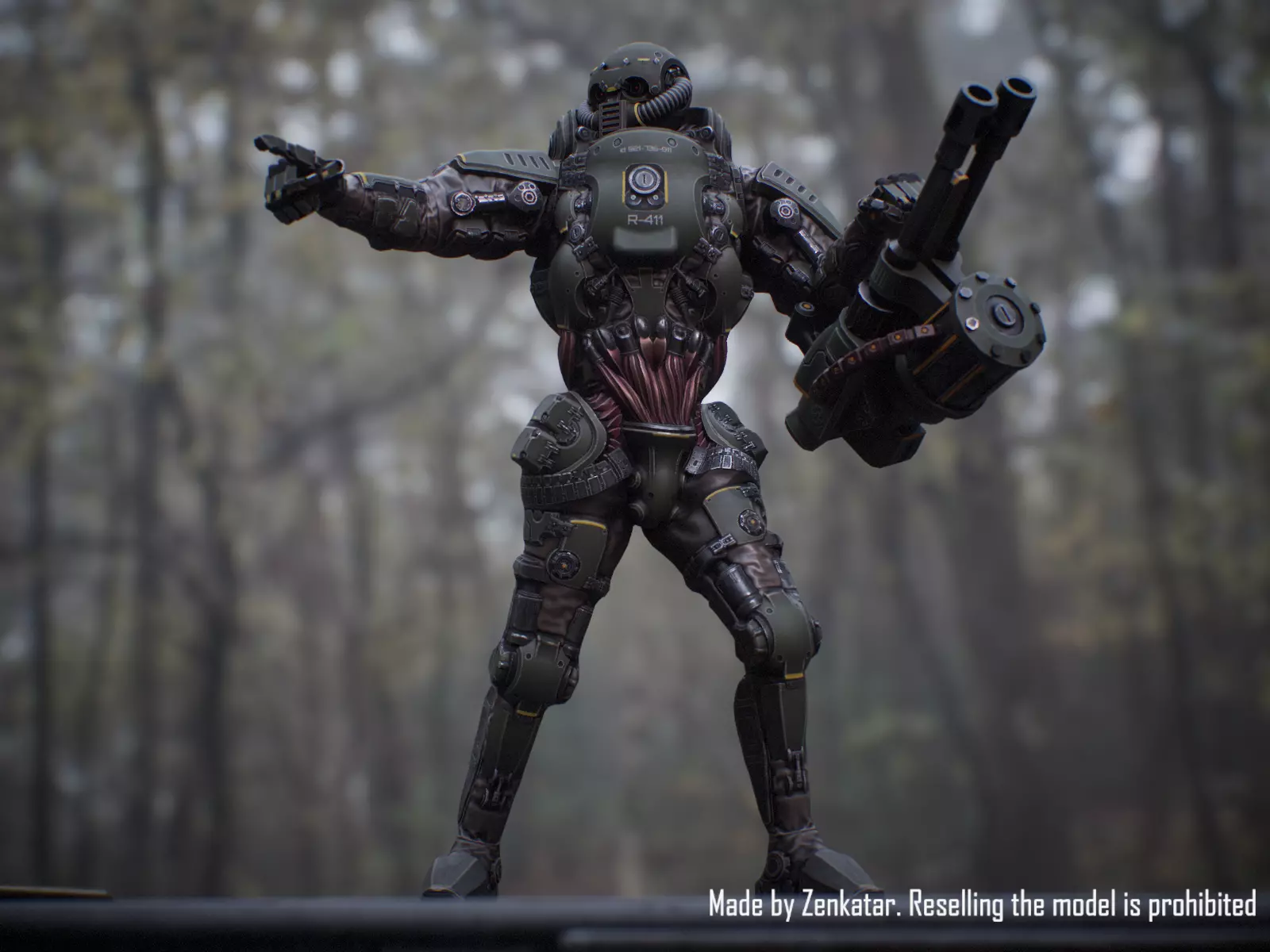 Realistic Heavy Armored Military Robot Unreal Engine Unity Low-poly 3D model_7