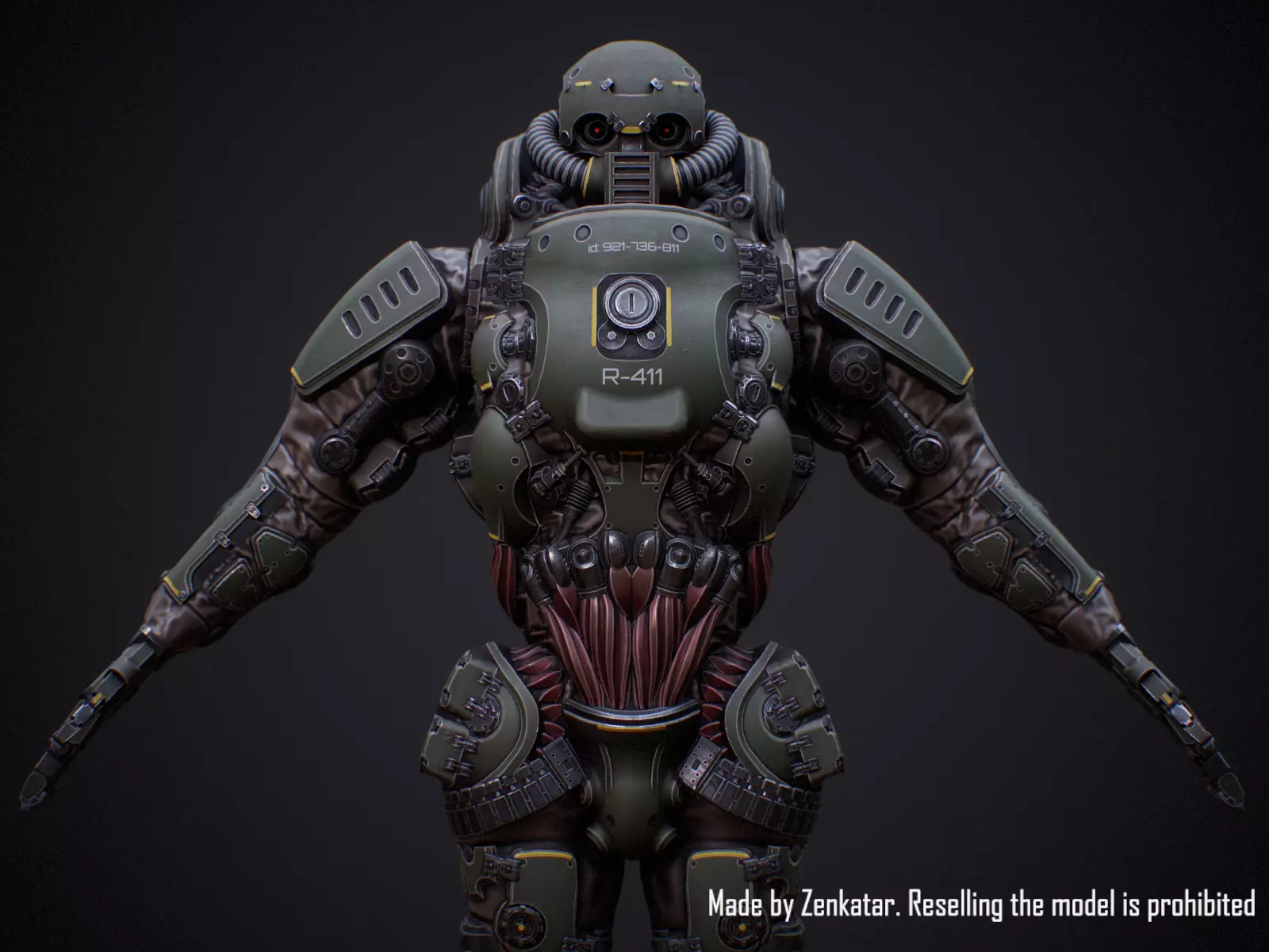 Realistic Heavy Armored Military Robot Unreal Engine Unity Low-poly 3D model_17