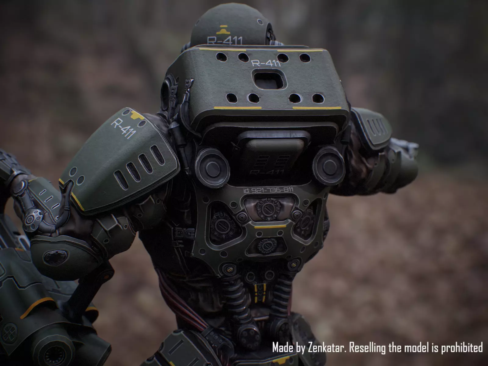 Realistic Heavy Armored Military Robot Unreal Engine Unity Low-poly 3D model_10