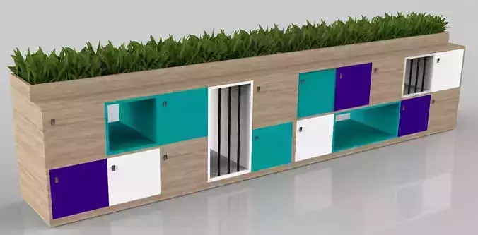 LOCKER CABINET WITH PLANT 200X850cm