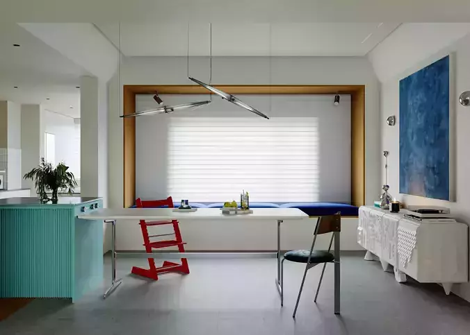 Modern Minimalist Kitchen and Dining Area 009