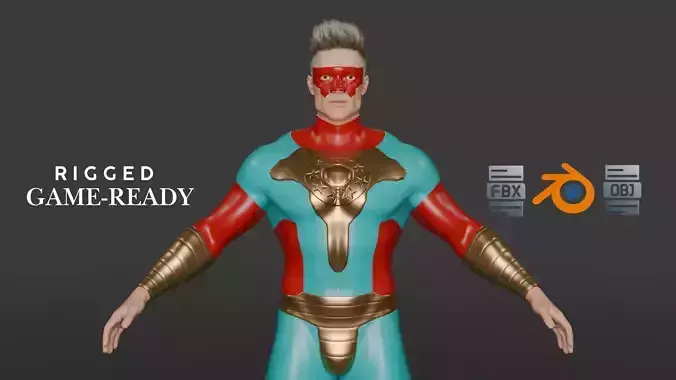 Titan Sentinel Premium Rigged Superhero 3D Character Low-poly 3D model