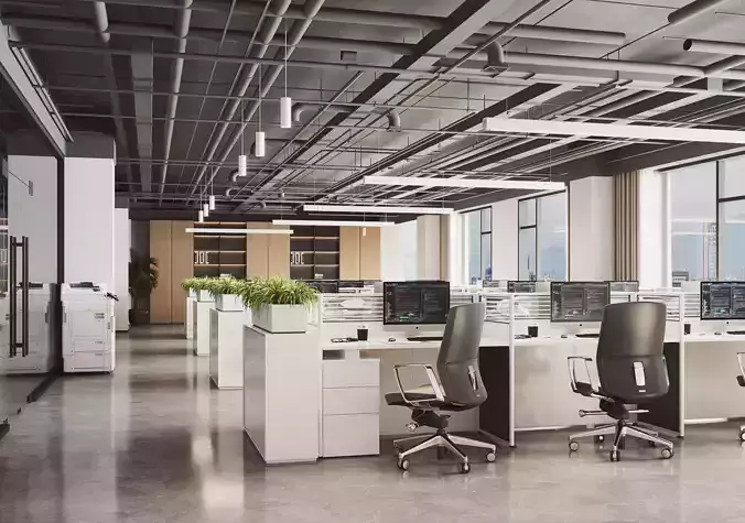 Modern Corporate Open Office Interior 026