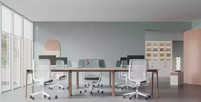 Modern Minimal Office Workspace with Desks 024