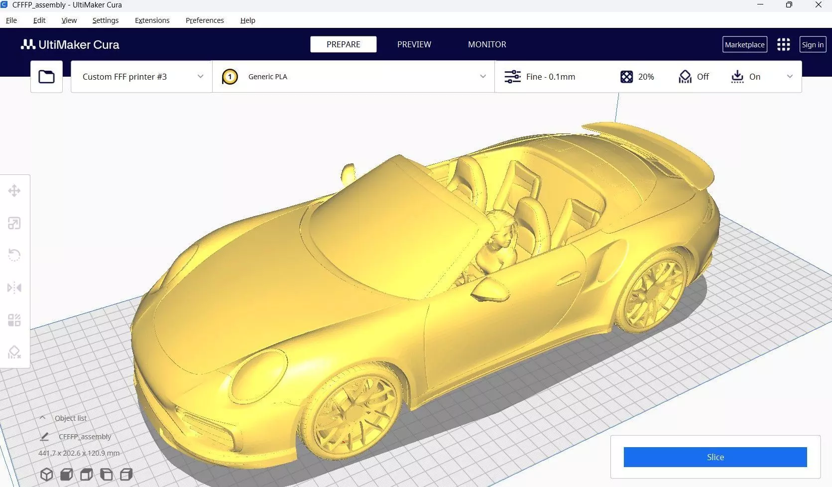 3D Printable Porsche 911 Turbo Convertible 3D print model_2