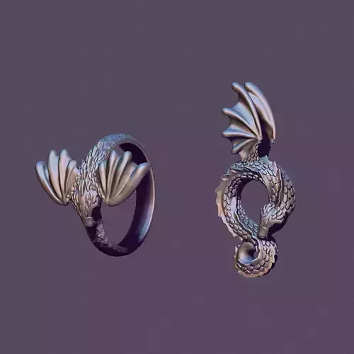 Dragon pendant and silver casting ring