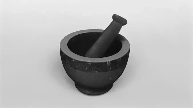 Granite Mortar and Pestle 3D Model