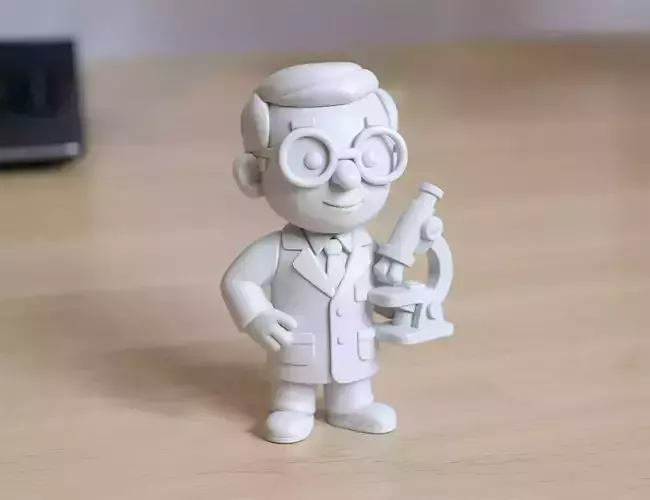 Scientist with Microscope 3D Printable