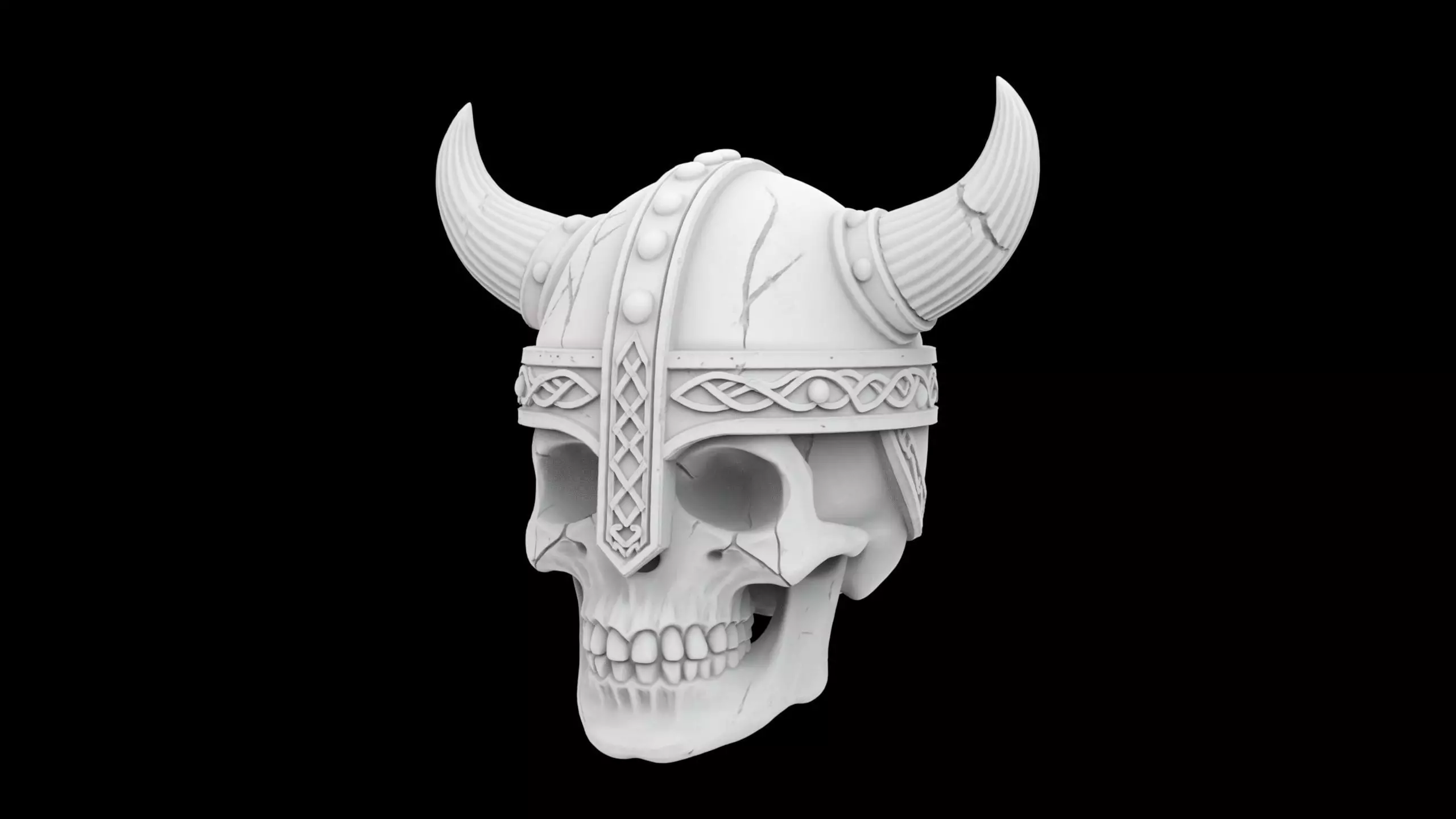 Viking Warrior Skull 3D Print Model 3D print model_1