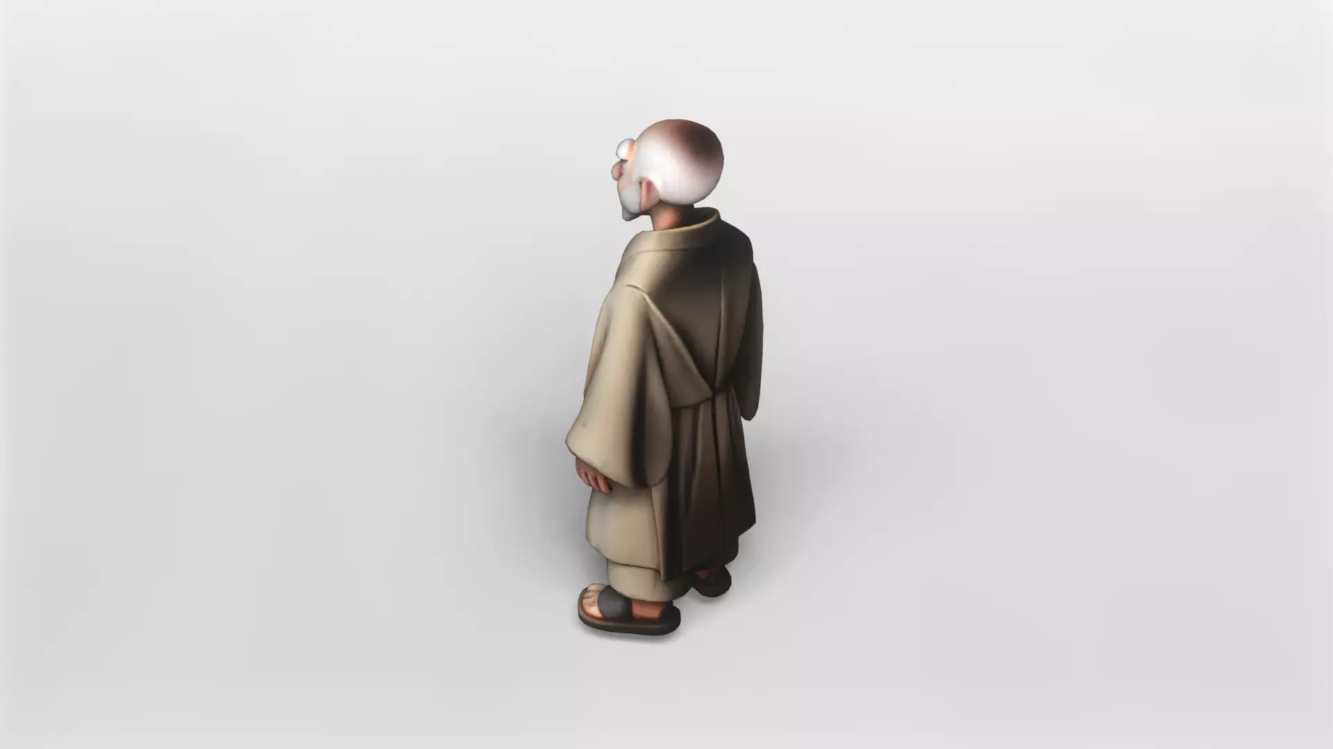 Stylized Elderly Monk 3D Model 3D model_3