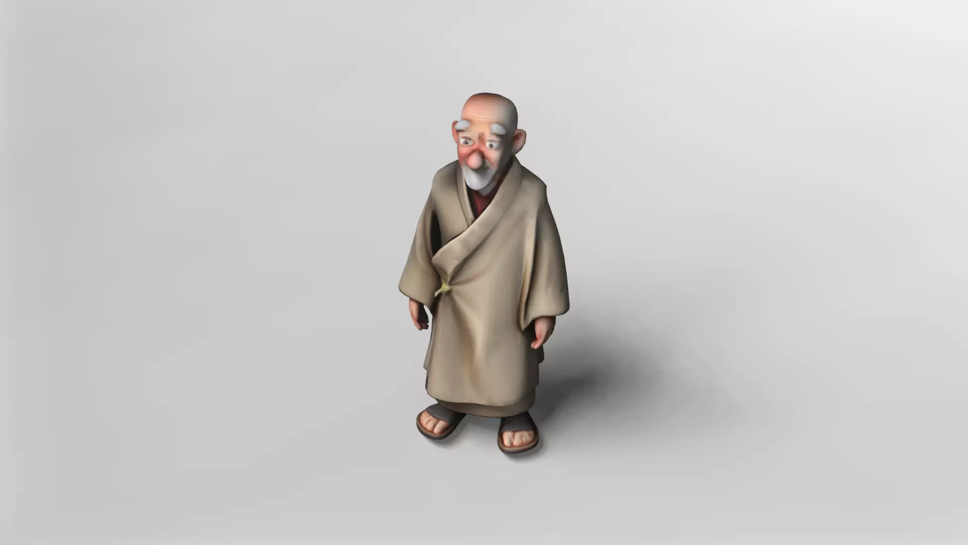 Stylized Elderly Monk 3D Model 3D model_1