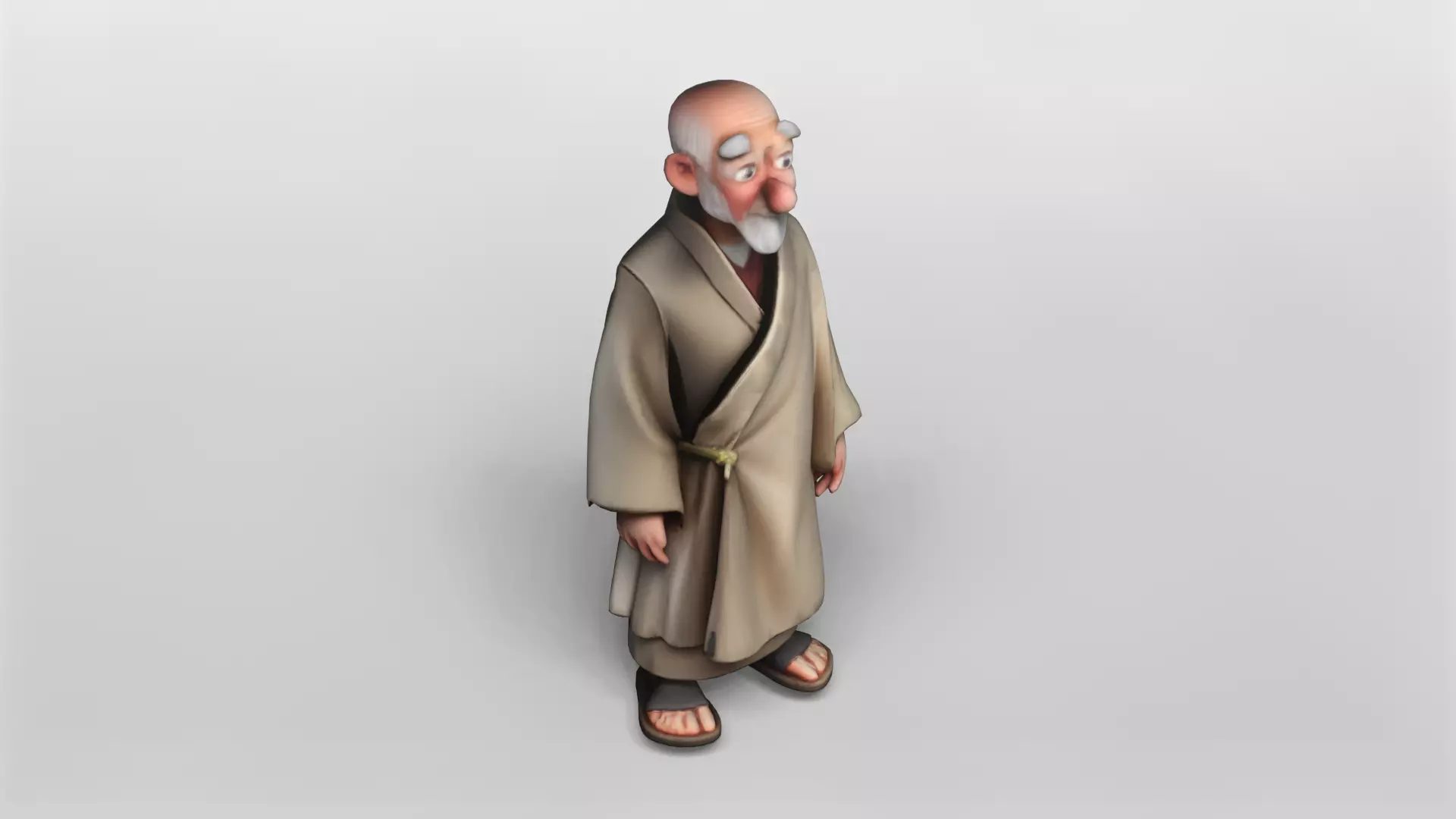 Stylized Elderly Monk 3D Model 3D model_0