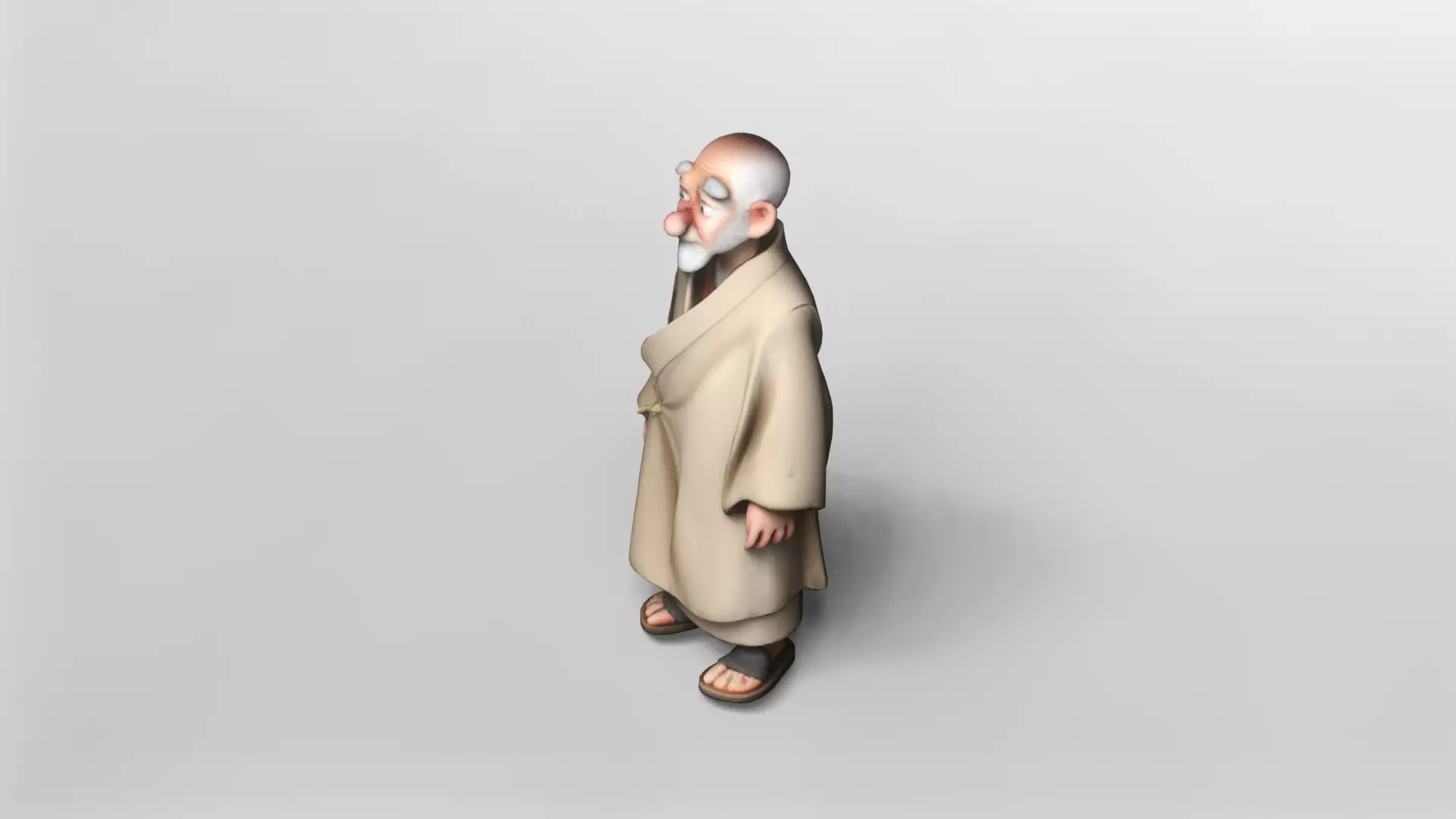 Stylized Elderly Monk 3D Model 3D model_2