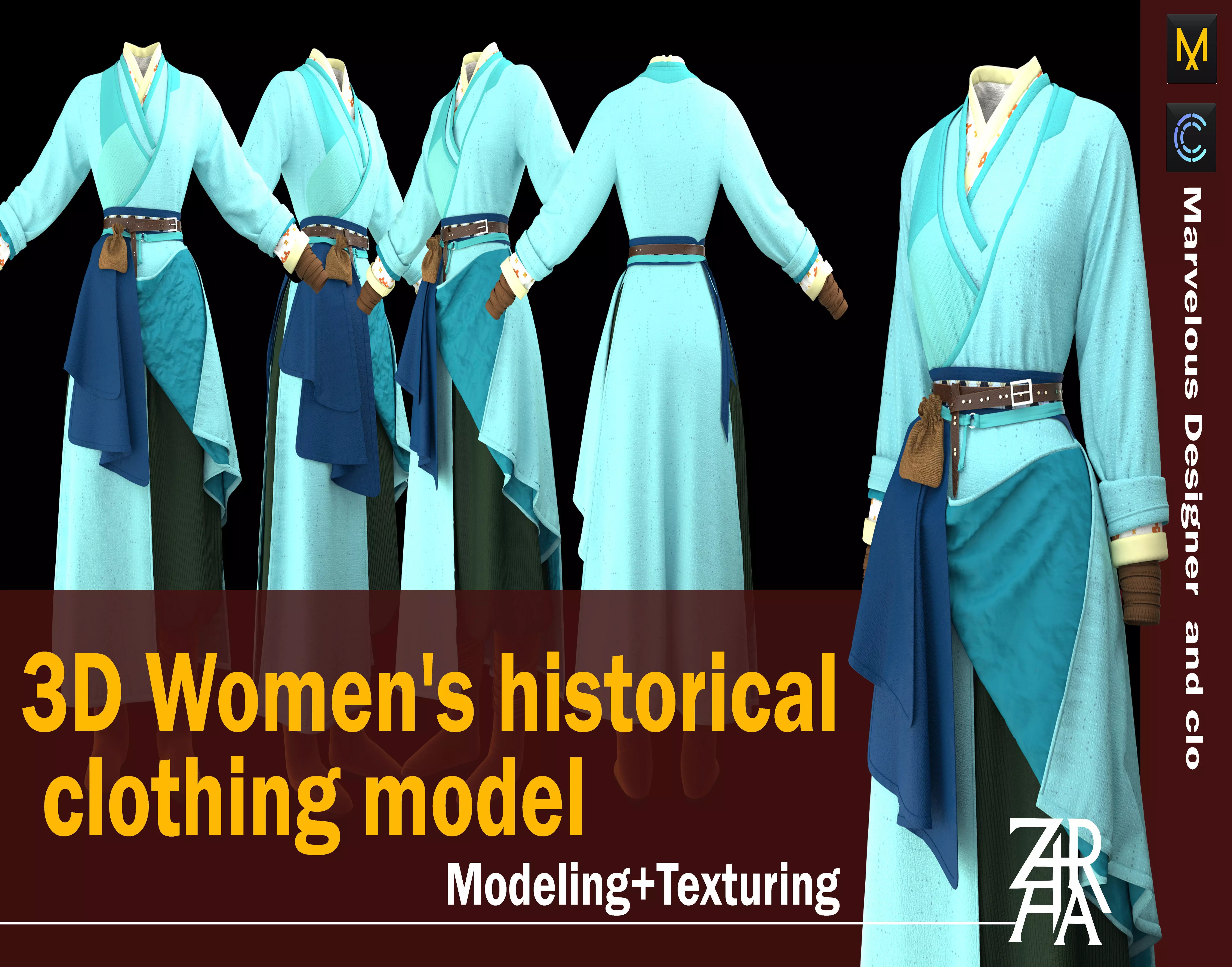 Women s historical clothing model 3D model