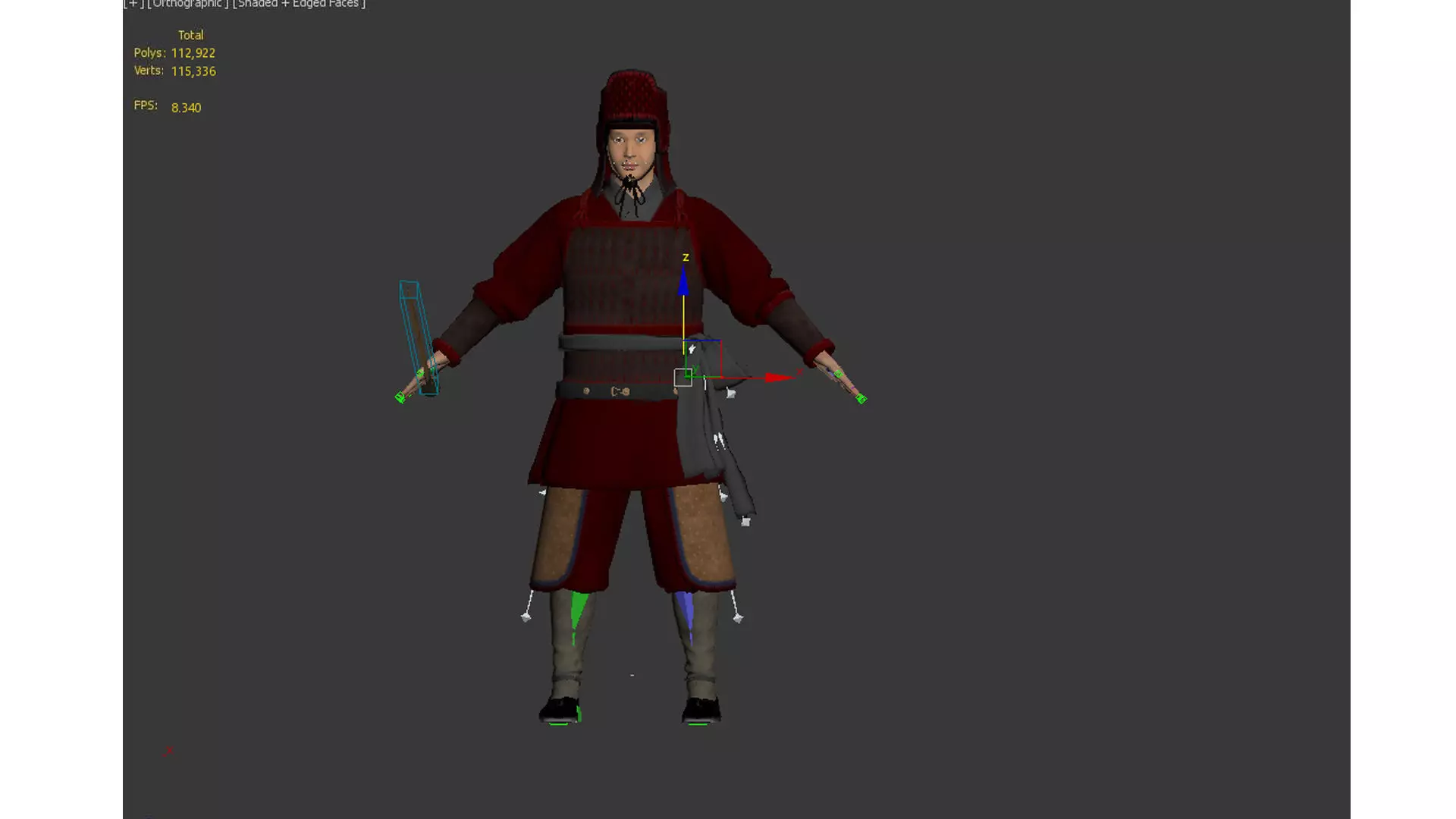 Ancient Chinese warrior  Low-poly 3D model_21