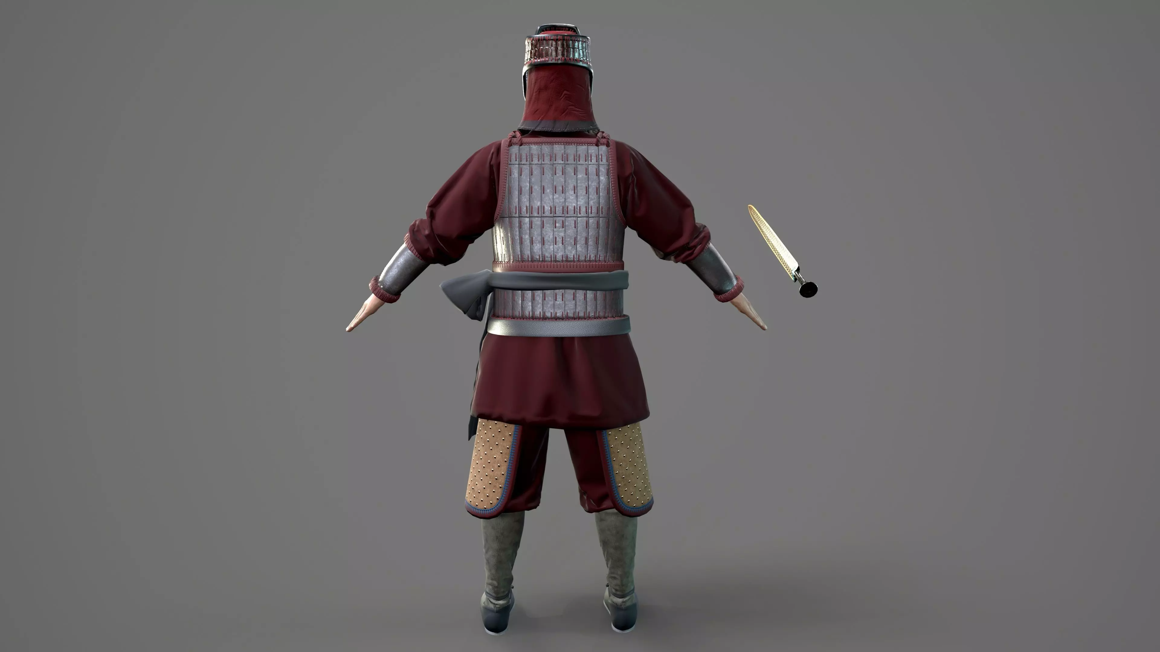 Ancient Chinese warrior  Low-poly 3D model_8
