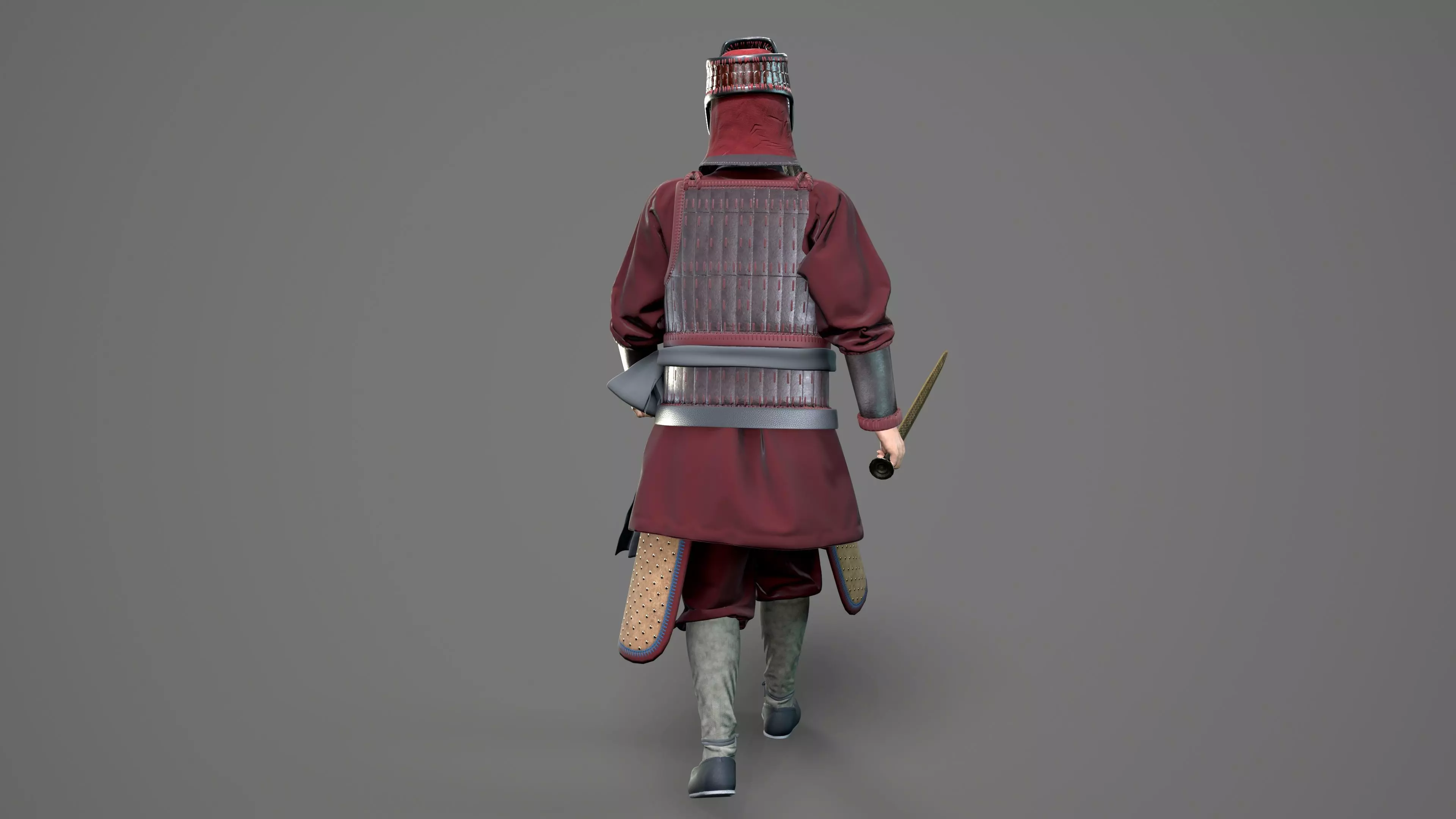 Ancient Chinese warrior  Low-poly 3D model_2