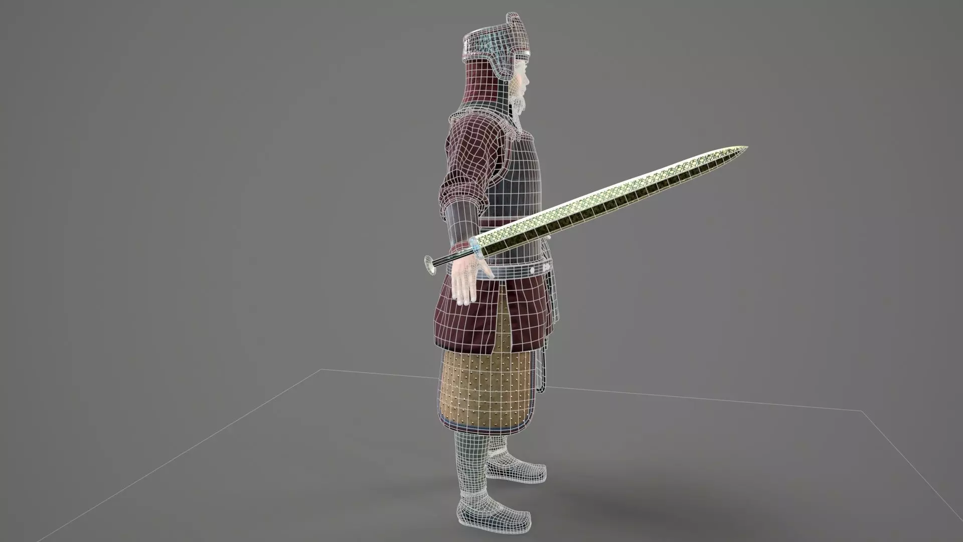 Ancient Chinese warrior  Low-poly 3D model_16