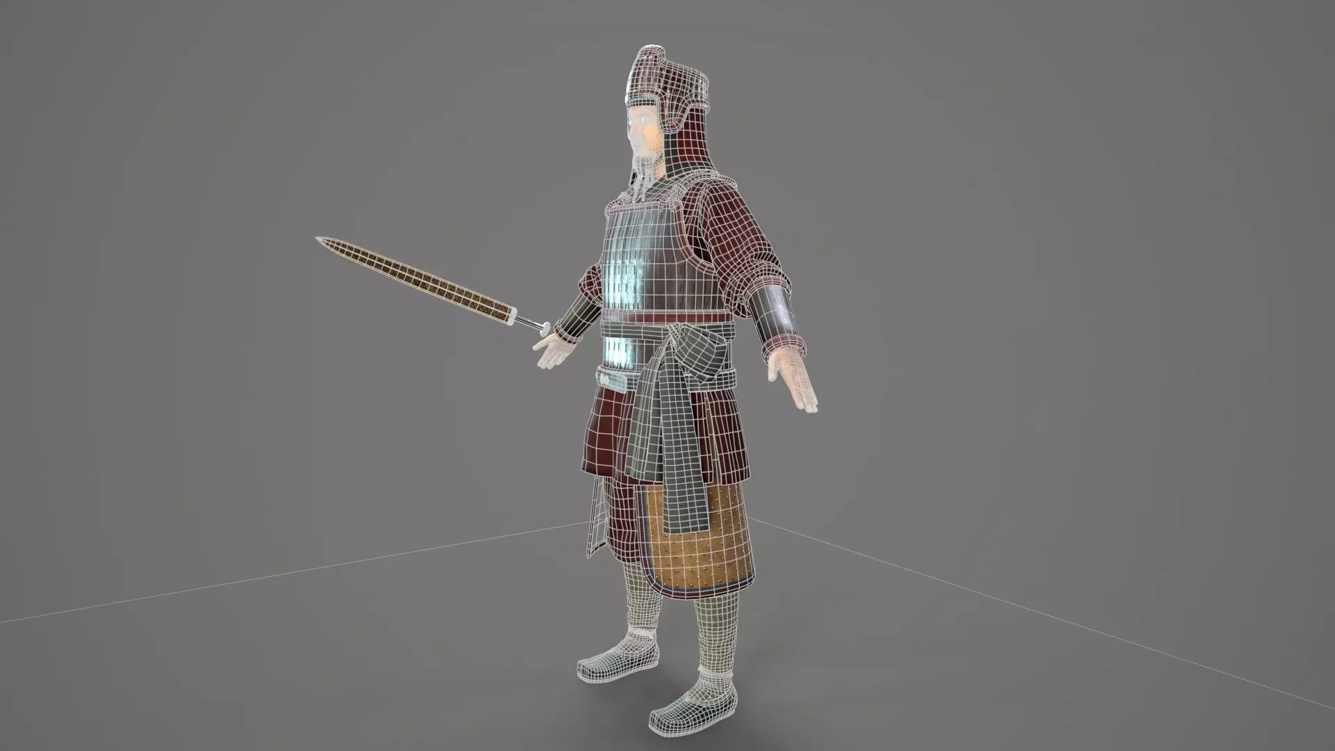 Ancient Chinese warrior  Low-poly 3D model_18