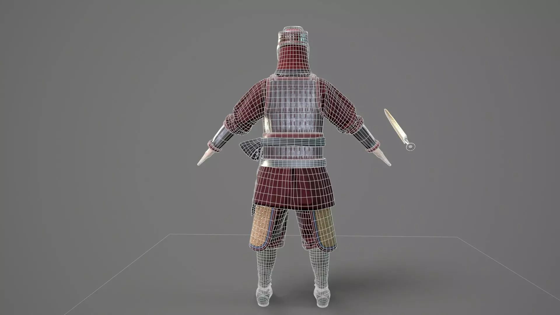 Ancient Chinese warrior  Low-poly 3D model_19