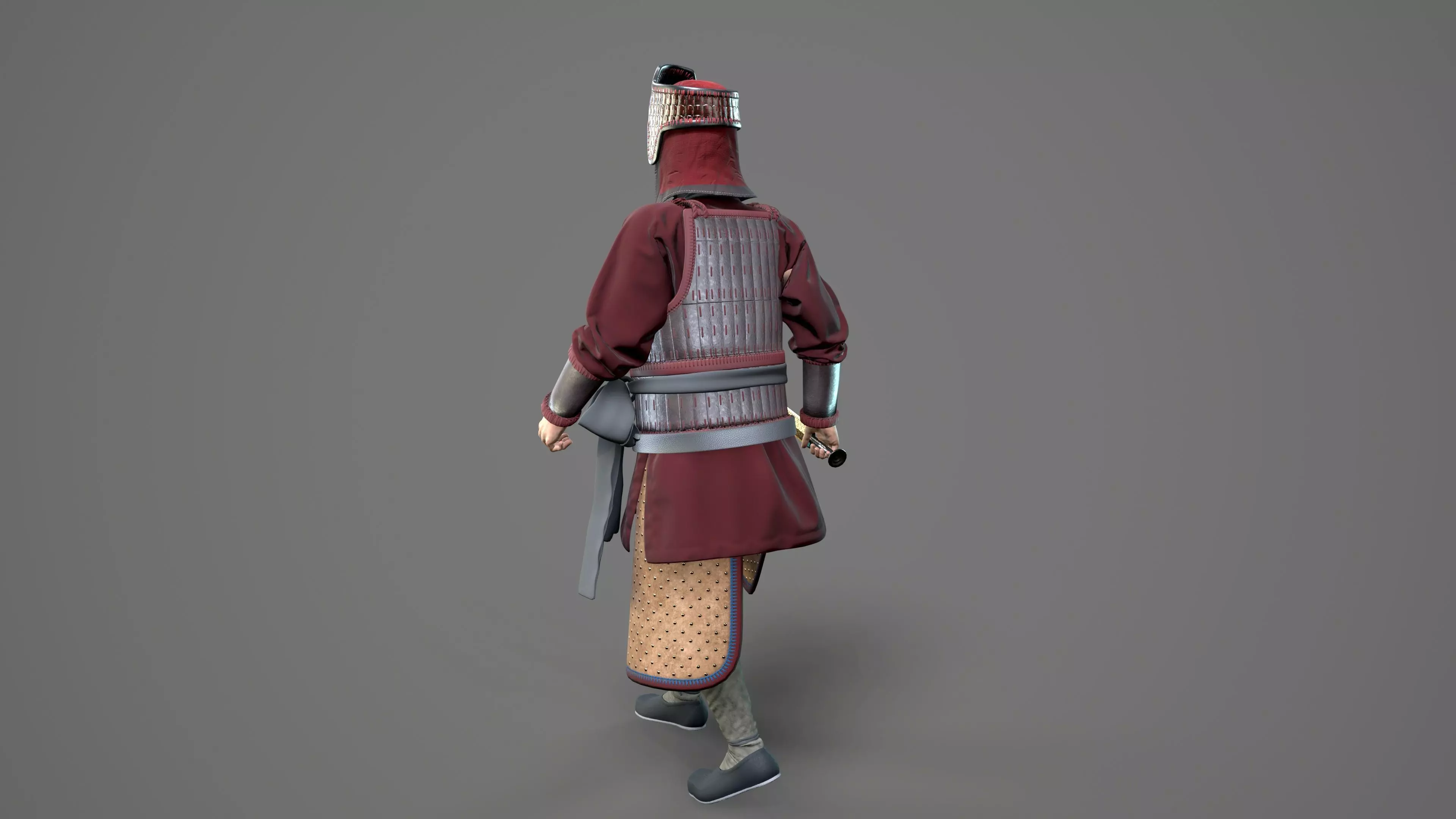 Ancient Chinese warrior  Low-poly 3D model_1