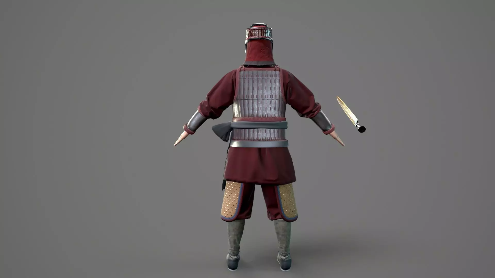 Ancient Chinese warrior  Low-poly 3D model_10