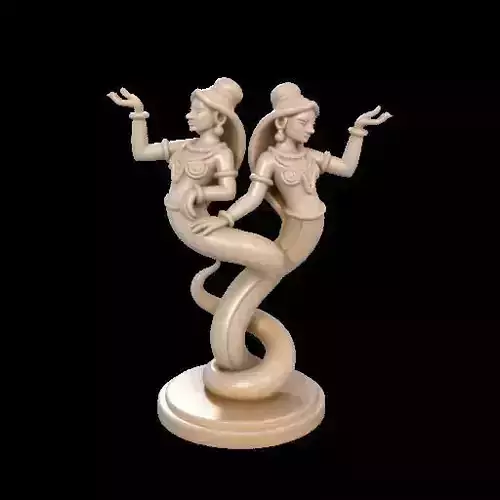 1980  Indian Serpent Woman Dancer on Pedestal