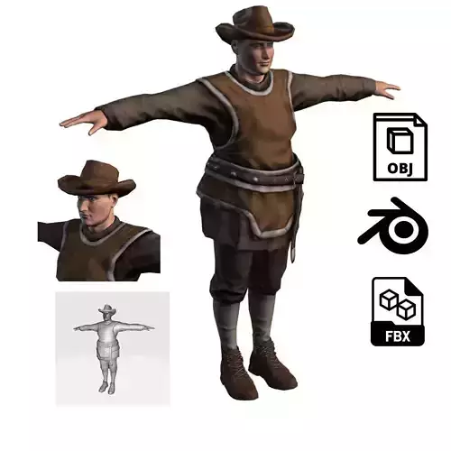 Masked Brawler - Rigged Low Poly Game Character Low-poly 3D model