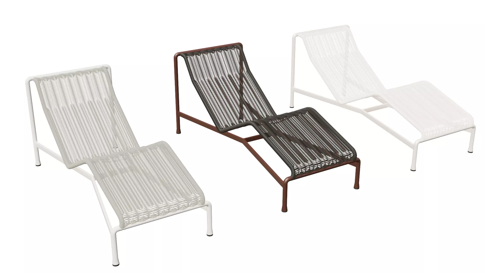 Outdoor Sun Lounger Set 3 Variations 3D model