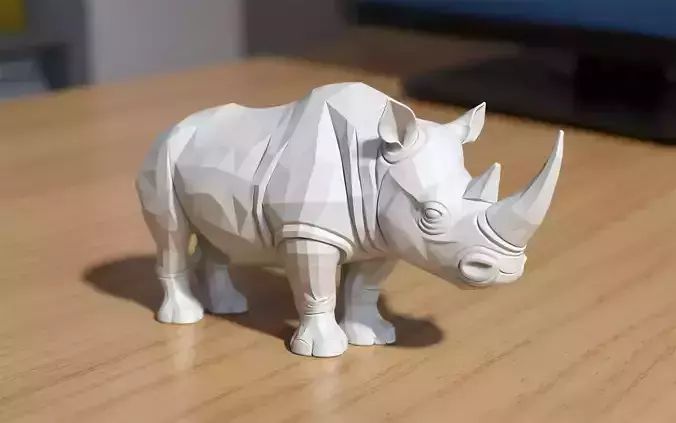 Low-Poly Rhino 3D Printable