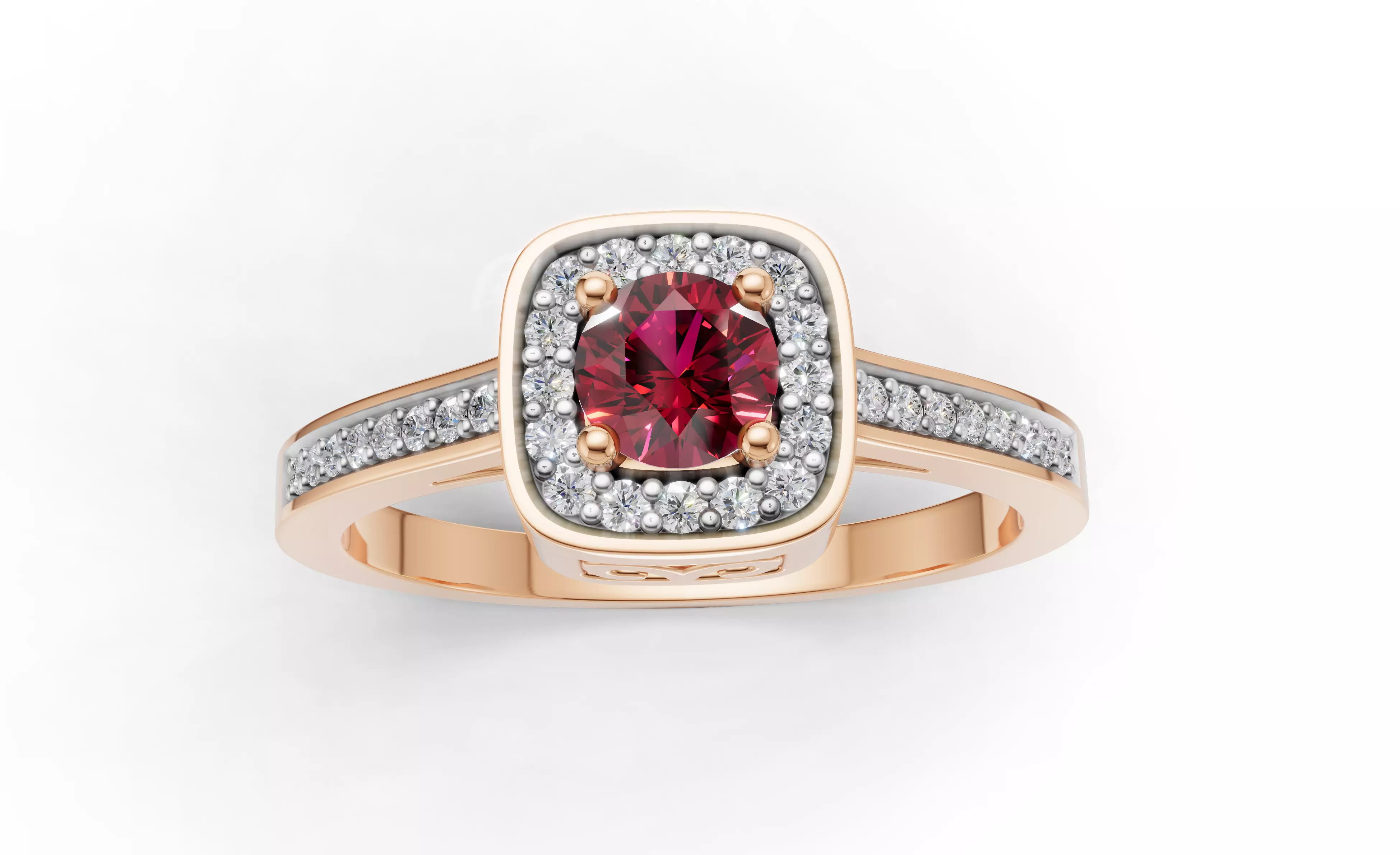 AV 707 Diamond Ladies Halo Style Bridal Engagement Ring 3D print model