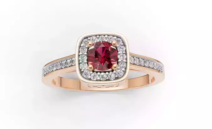 AV 707 Diamond Ladies Halo Style Bridal Engagement Ring 3D print model