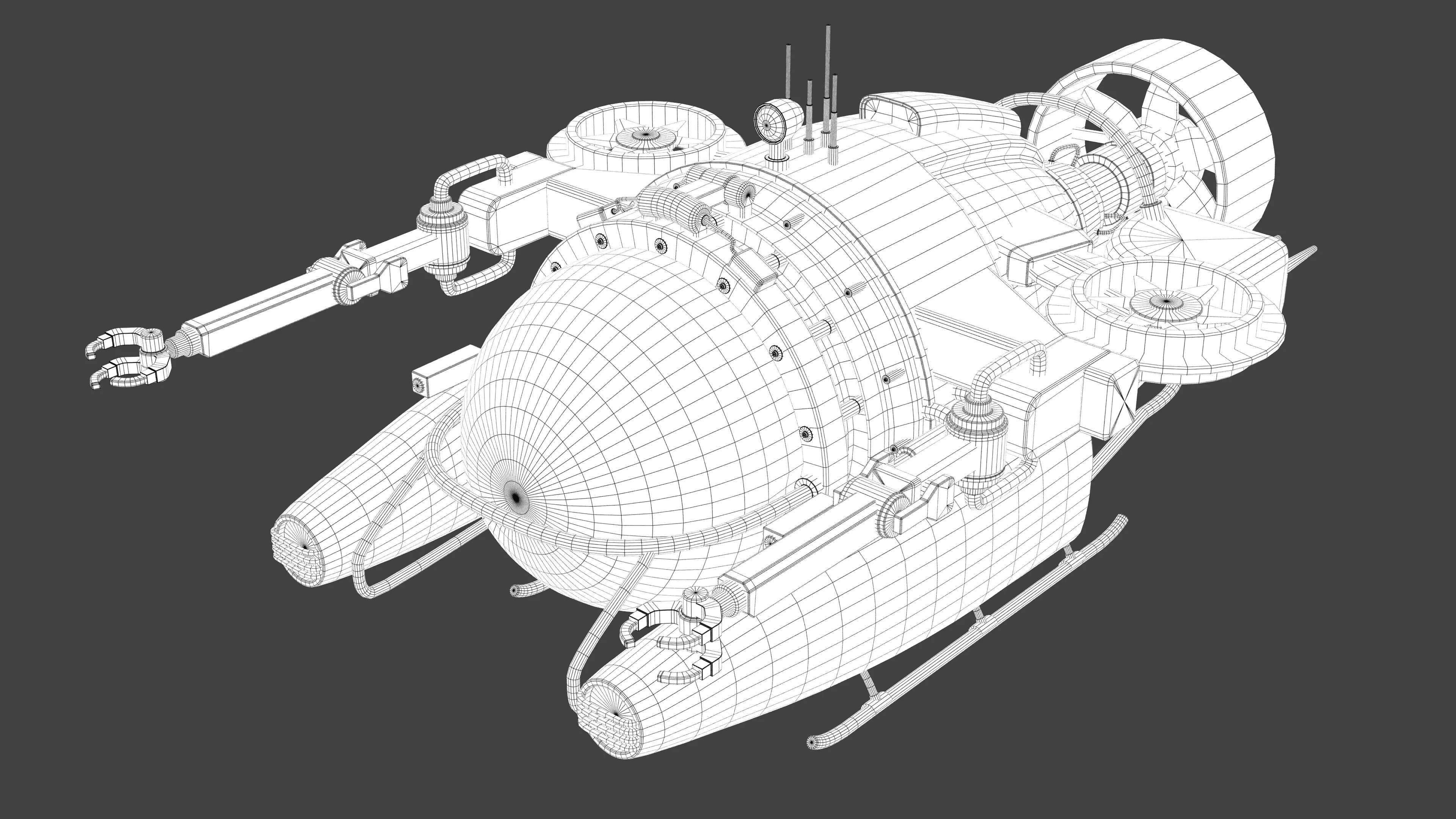 Submarine Low-poly 3D model_10