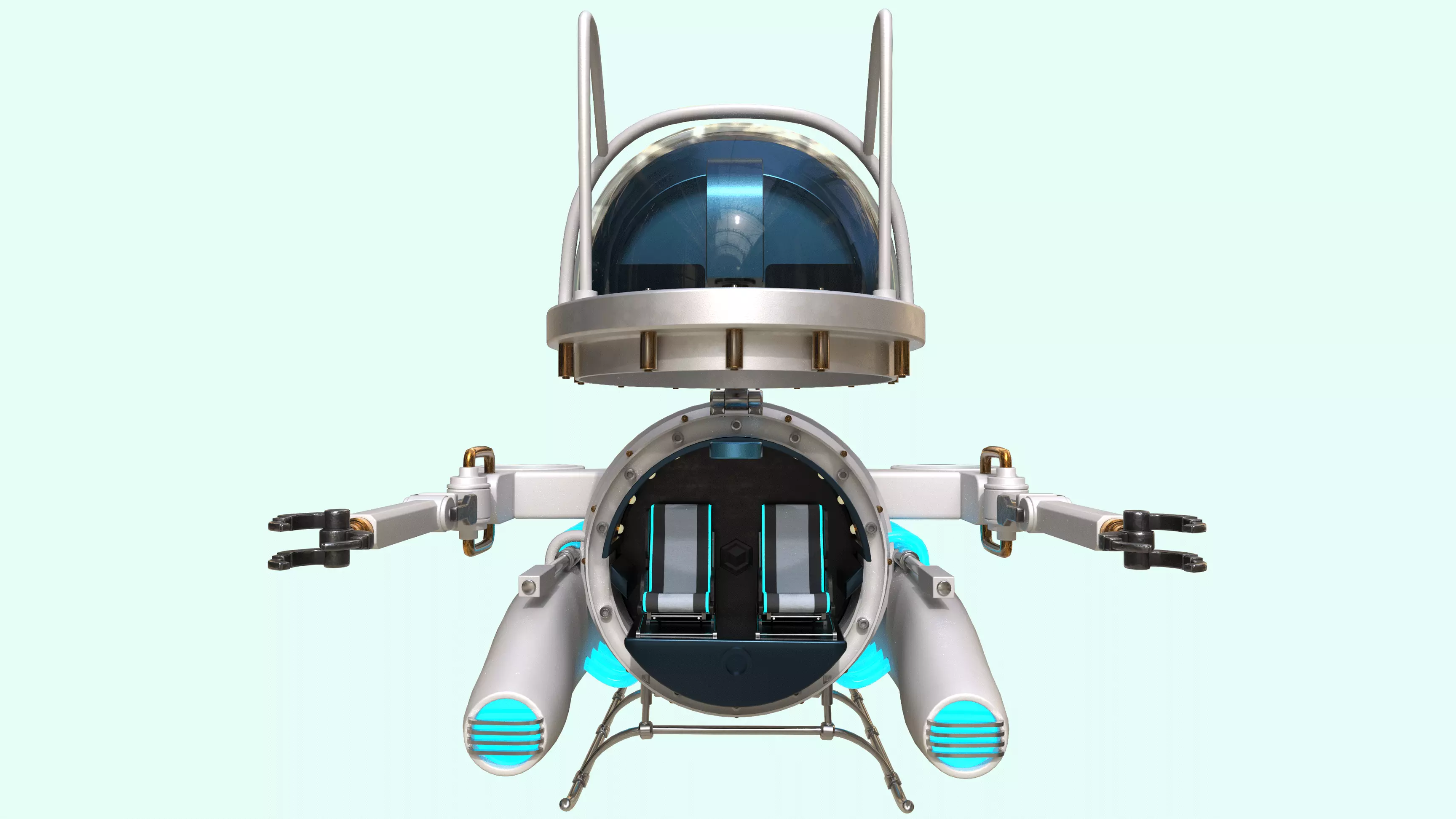 Submarine Low-poly 3D model_6